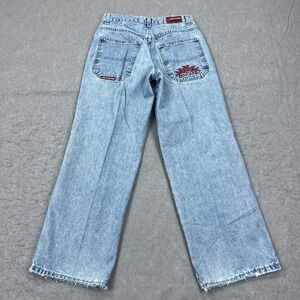 VTG JNCO Jeans Size 16 28x28 Light Wash Red Crown‎ 90s Skater Street Baggy Denim